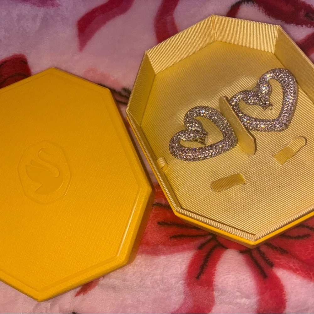 Swarovski Silver Heart Clip Earrings